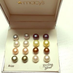 Macy’s 8 pairs pearl studs set